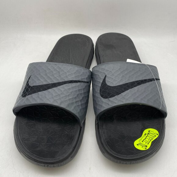 *NEW* Nike Benassi Solarsoft  Slides Sandals Gray Blck